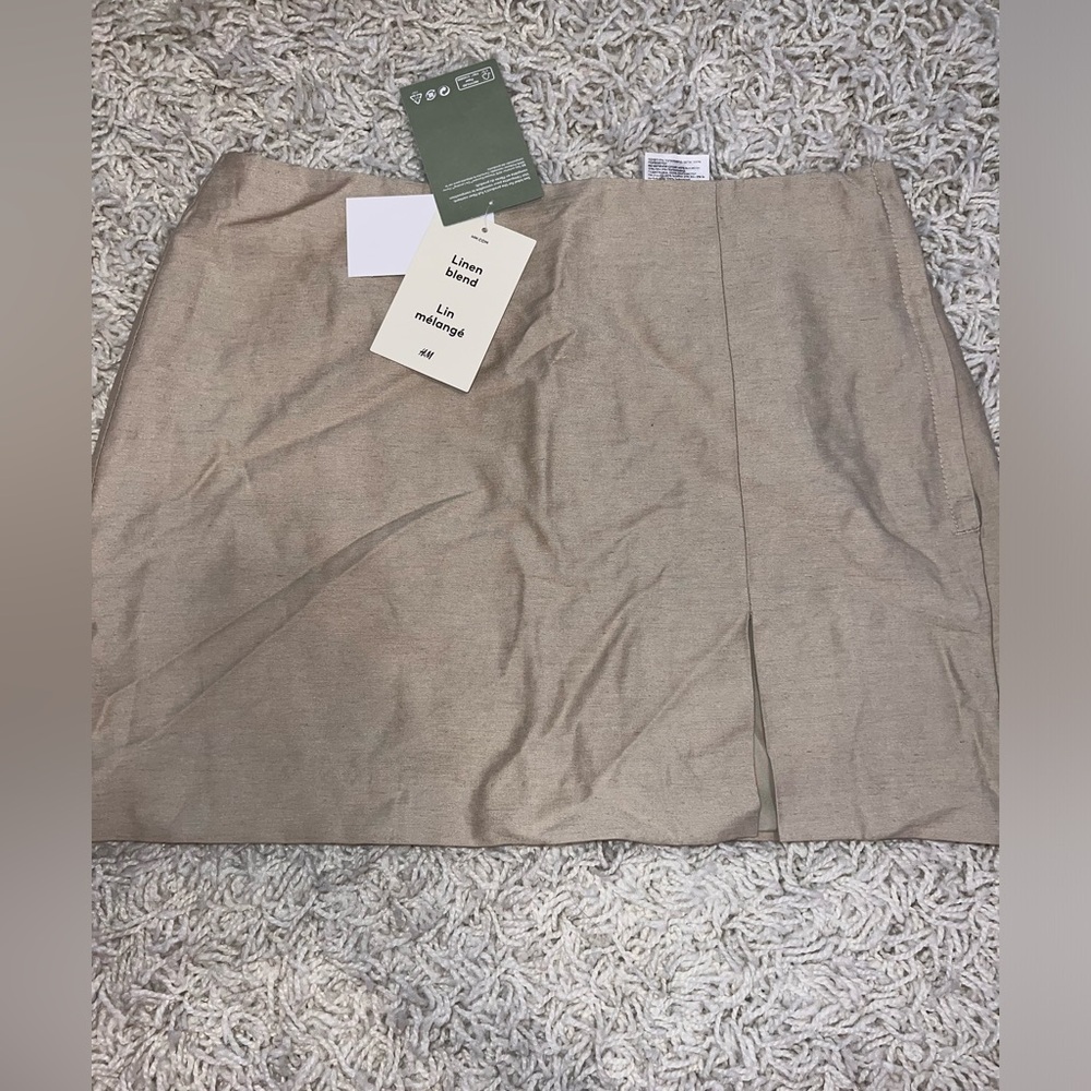 Linen blend mini skirt
